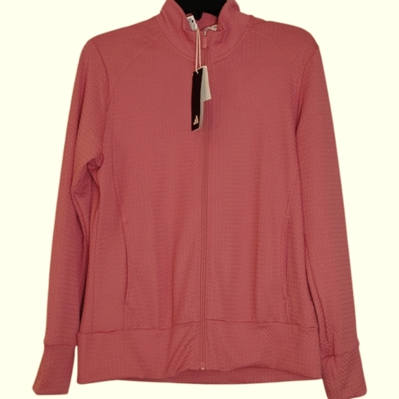 Adidas Women's Ultimate365 Textured Jacket.  Preloved Scarlet Color. Size L - Picture 9 of 13